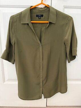 J. Crew Olive Short Sleeve Button-Front Shirt